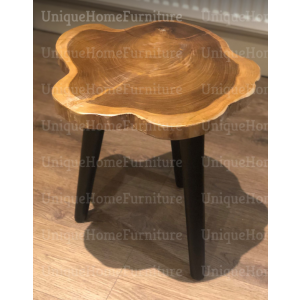 Solid Wood Side Table Industrial Round Style Furniture Small Vintage End Rustic Plant Lamp Stand - Image 6