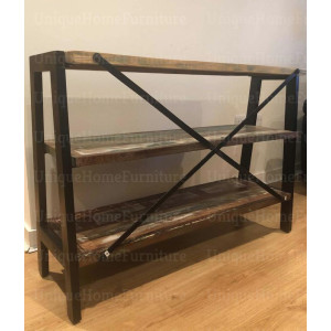 Industrial Console Table Rustic Shelving Unit Vintage Handmade Sideboard Furniture - Image 4