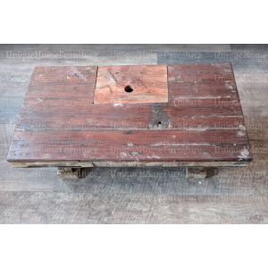 Industrial Coffee Table Vintage Storage Furniture Rustic Solid Wood Metal Handmade - Image 3