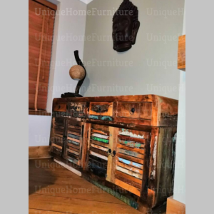 Large Industrial Sideboard Rustic Solid Wood Furniture Vintage Handmade Storage Cabinet - Image 2