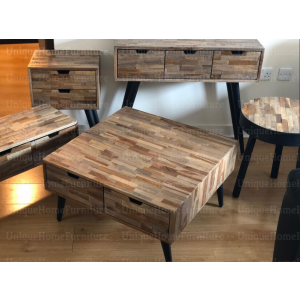 Industrial Console Table Vintage Metal Furniture Rustic Solid Wood 3 Drawers Hallway Sideboard - Image 5
