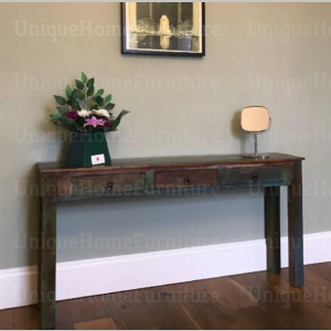 Industrial Console Table Rustic Solid Wood Handmade Vintage Furniture Large Sideboard Drawers - Image 2