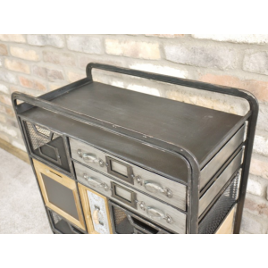 Industrial Side Cabinet Vintage Storage Furniture Rustic Metal Chest Drawers Sideboard Unit - Image 7