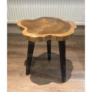 Solid Wood Side Table Industrial Round Style Furniture Small Vintage End Rustic Plant Lamp Stand - Image 5