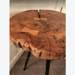 Industrial Bar Table Vintage High Kitchen Breakfast Rustic Solid Wood Log Tall Metal Pub Dining - Image 5