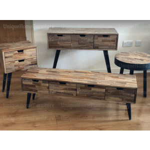 Industrial TV Stand Rustic Solid Wood Media Cabinet Large Vintage Storage Unit - Image 5
