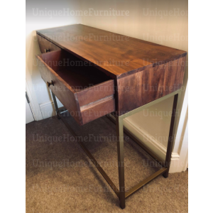 Danish Console Table Modern Metal Furniture Solid Wood Drawer Vintage Mid Century Hallway - Image 3