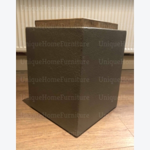 Concrete Side Table Vintage Industrial Plant Lamp Stand Square Solid Wood Top End Furniture - Image 2