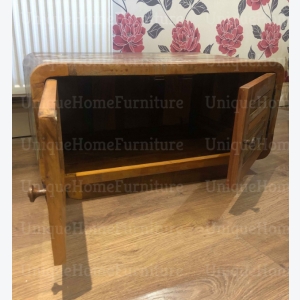 Vintage Coffee Table Industrial Storage Unit Retro 2 Door Cupboard Rustic Solid Wood Furniture - Image 4