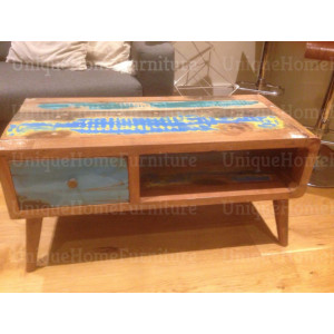 Industrial Coffee Table Vintage Retro Furniture Handmade Staorage Rustic Solid Wood - Image 4