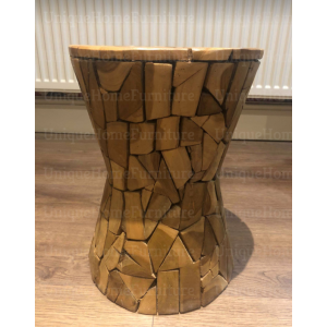 Rustic Side Table Solid Wooden Handmade Furniture Small Vintage Stand Round Coffee End - Image 4