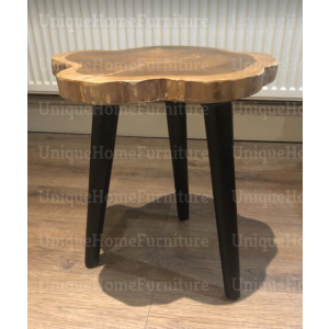 Solid Wood Side Table Industrial Round Style Furniture Small Vintage End Rustic Plant Lamp Stand - Image 4