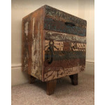 Rustic Bedside Table Vintage Industrial Nightstand Retro Side Cabinet Solid Wood Door Drawer Unit