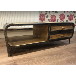 Cast Iron Coffee Table Vintage Industrial Storage Drawer Handmade Rustic Solid Wood - Image 4