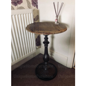 Pedestal Side Table Industrial Vintage Furniture Round Plant Stand Rustic End Metal - Image 4