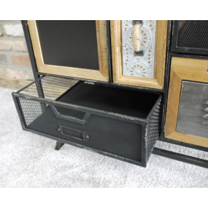 Industrial Side Cabinet Vintage Storage Furniture Rustic Metal Chest Drawers Sideboard Unit - Image 4