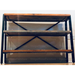 Industrial Console Table Rustic Shelving Unit Vintage Handmade Sideboard Furniture - Image 3