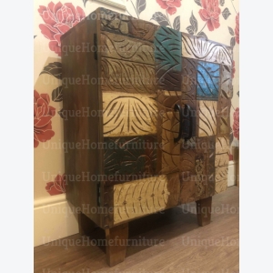 Rustic Side Cabinet Vintage Retro Cupboard Handmade Solid Wood Industrial Storage Sideboard - Image 3