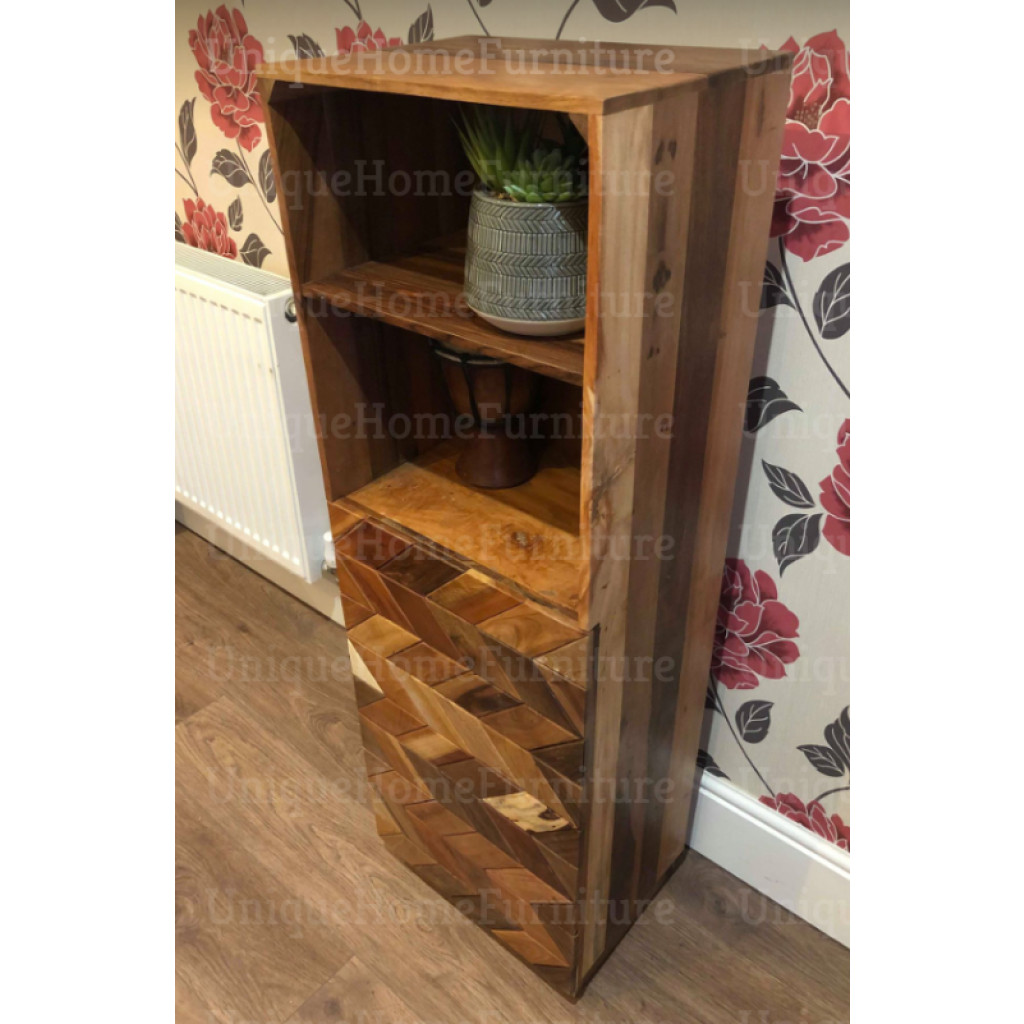 Mid Century Display Cabinet Tall Vintage Danish Bookcase Rustic Solid ...