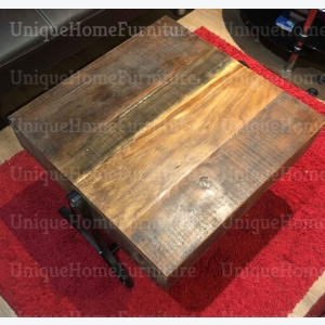 Industrial Coffee Table Vintage Retro Furniture Rustic Solid Wood Antique Metal - Image 6