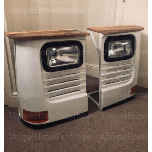Industrial Console Table Vintage Retro Truck Rustic Solid Wood Hallway Metal Sideboard - Image 2
