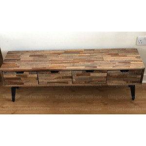 Industrial TV Stand Rustic Solid Wood Media Cabinet Large Vintage Storage Unit - Image 4