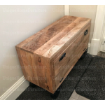 Rustic Storage Bench Hallway Shoe Rack Vintage Industrial Furniture Solid Wood Wheels Cabinet