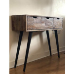 Industrial Console Table Vintage Metal Furniture Rustic Solid Wood 3 Drawers Hallway Sideboard