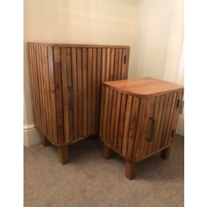 Vintage Industrial Cupboard Rustic Storage Sideboard Solid Wood Side Cabinet Door Unit - Image 2
