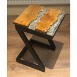 Modern Side Table Vintage Industrial End Furniture Square Resin Crushed Glass Plant Lamp Stand