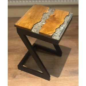 Modern Side Table Vintage Industrial End Furniture Square Resin Crushed Glass Plant Lamp Stand