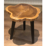 Solid Wood Side Table Industrial Round Style Furniture Small Vintage End Rustic Plant Lamp Stand