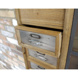 Industrial Wall Cabinet Vintage Retro Shelf Storage Display Unit Large Chic Metal Wood Sliding Door - Image 4