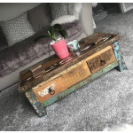 Industrial Coffee Table Handmade Storage Furniture Vintage Retro Rustic Solid Wood Drawers