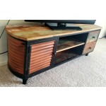 Retro TV Stand Vintage Industrial Cabinet Rustic Solid Wood Unit Media Storage Shelf
