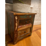 Rustic Bedside Table Antique Solid Wood Furniture Vintage Retro Nightstand Industrial Unit