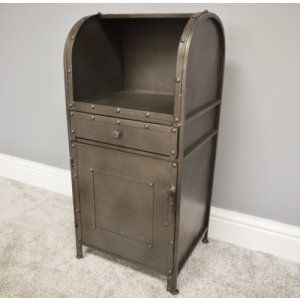 Industrial Bedside Table Vintage Retro Cabinet Small Cupboard Drawer Rustic Metal Plant Lamp Stand Unit - Image 2