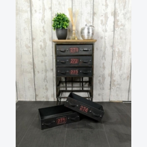 Industrial Side Cabinet Small Vintage Sideboard Storage Drawer Unit Rustic Metal Bedside Table - Image 2