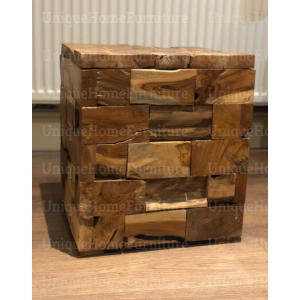 Rustic Side Table Solid Wood Vintage Industrial Furniture Storage End Tea Coffee Square Plant Lamp Stand - Image 4