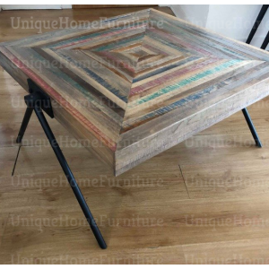 Industrial Coffee Table Vintage Retro Furniture Square Side Metal Rustic Wood - Image 4