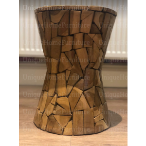 Rustic Side Table Solid Wooden Handmade Furniture Small Vintage Stand Round Coffee End - Image 2