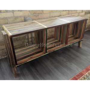 Industrial Style TV Stand Rustic Solid Wood Vintage Retro Cabinet Unit Storage Media Furniture - Image 3