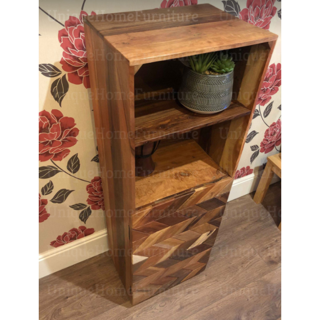 Mid Century Display Cabinet Tall Vintage Danish Bookcase Rustic Solid ...