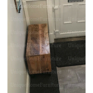 Rustic Storage Bench Hallway Shoe Rack Vintage Industrial Furniture Solid Wood Wheels Cabinet - Image 5