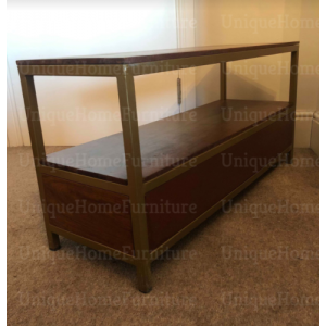 Mid Century TV Stand Modern Danish Cabinet Vintage Solid Wood Metal Media Unit - Image 7