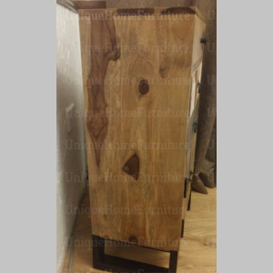 Industrial Side Cabinet Rustic Metal Solid Wood Furniture Small Vintage Handmade Chest Drawers - Image 4