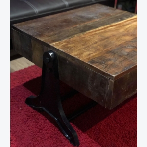Industrial Coffee Table Vintage Retro Furniture Rustic Solid Wood Antique Metal - Image 4