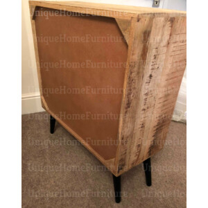 Retro Chest Drawers Rustic Solid Wood Side Cabinet Vintage Industrial Small Sideboard Door - Image 6