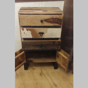 Industrial Side Cabinet Rustic Metal Solid Wood Furniture Small Vintage Handmade Chest Drawers - Image 2