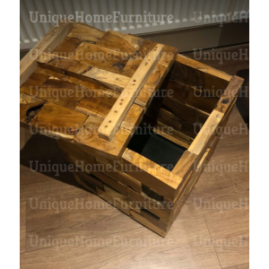 Rustic Side Table Solid Wood Vintage Industrial Furniture Storage End Tea Coffee Square Plant Lamp Stand - Image 5